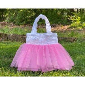 Princess Tote, Bridal Tote, White Pink Tutu Tote Bag, Flower Girl Tote, Ballet